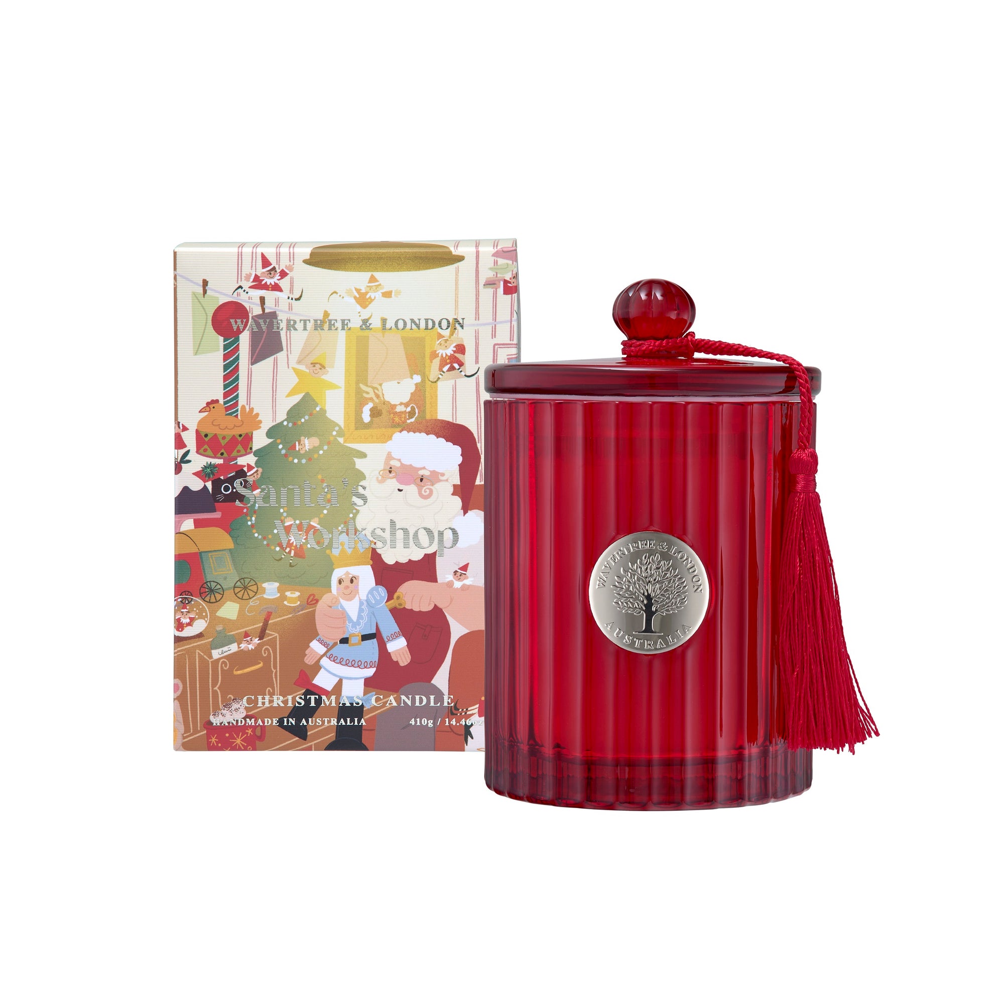 Santa's Workshop Candle 410g x 6 Carton AVAILABLE 15/09