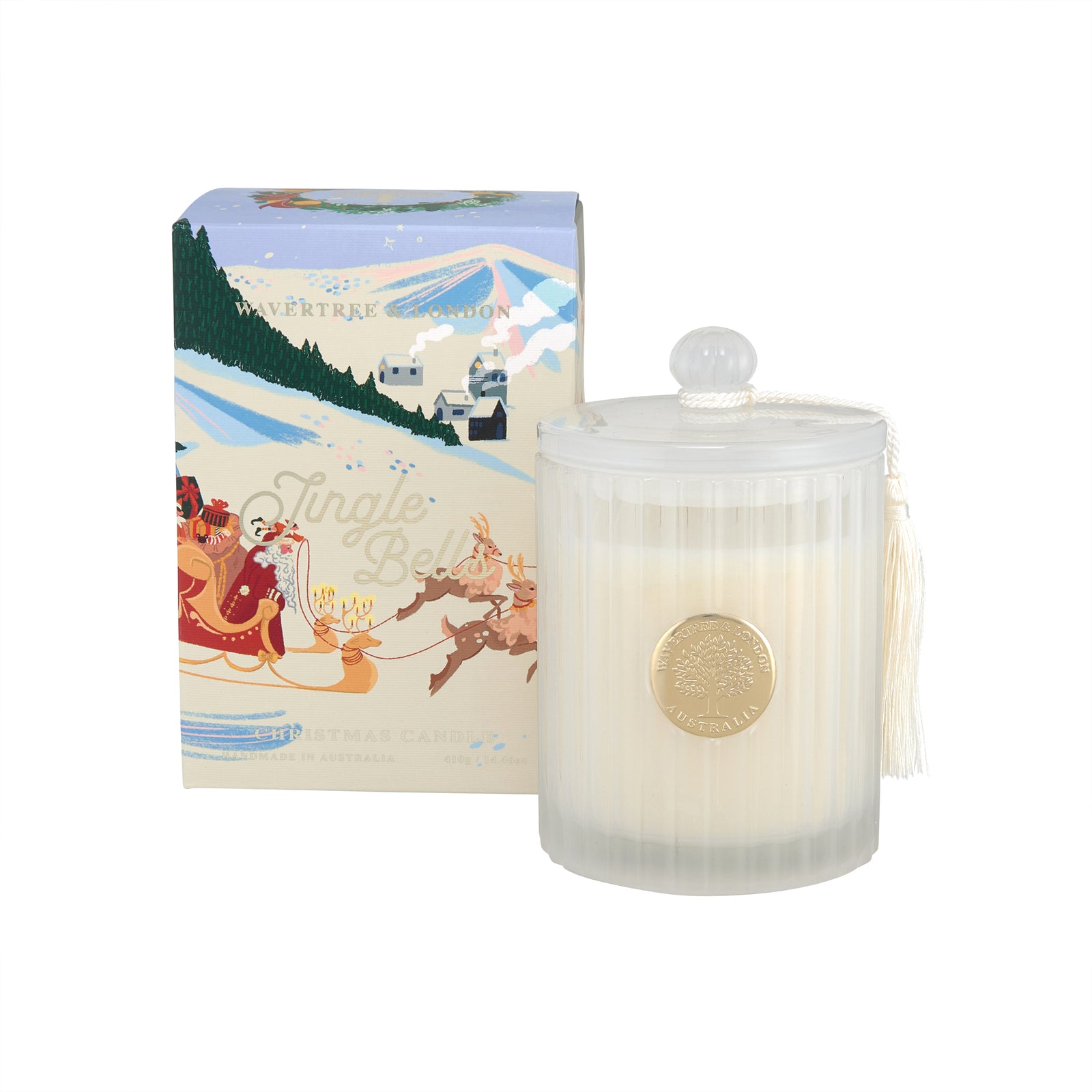 Jingle Bells Candle 410g x 6 Carton - NEW CLASSIC FLUTED CREAM JAR ONLY