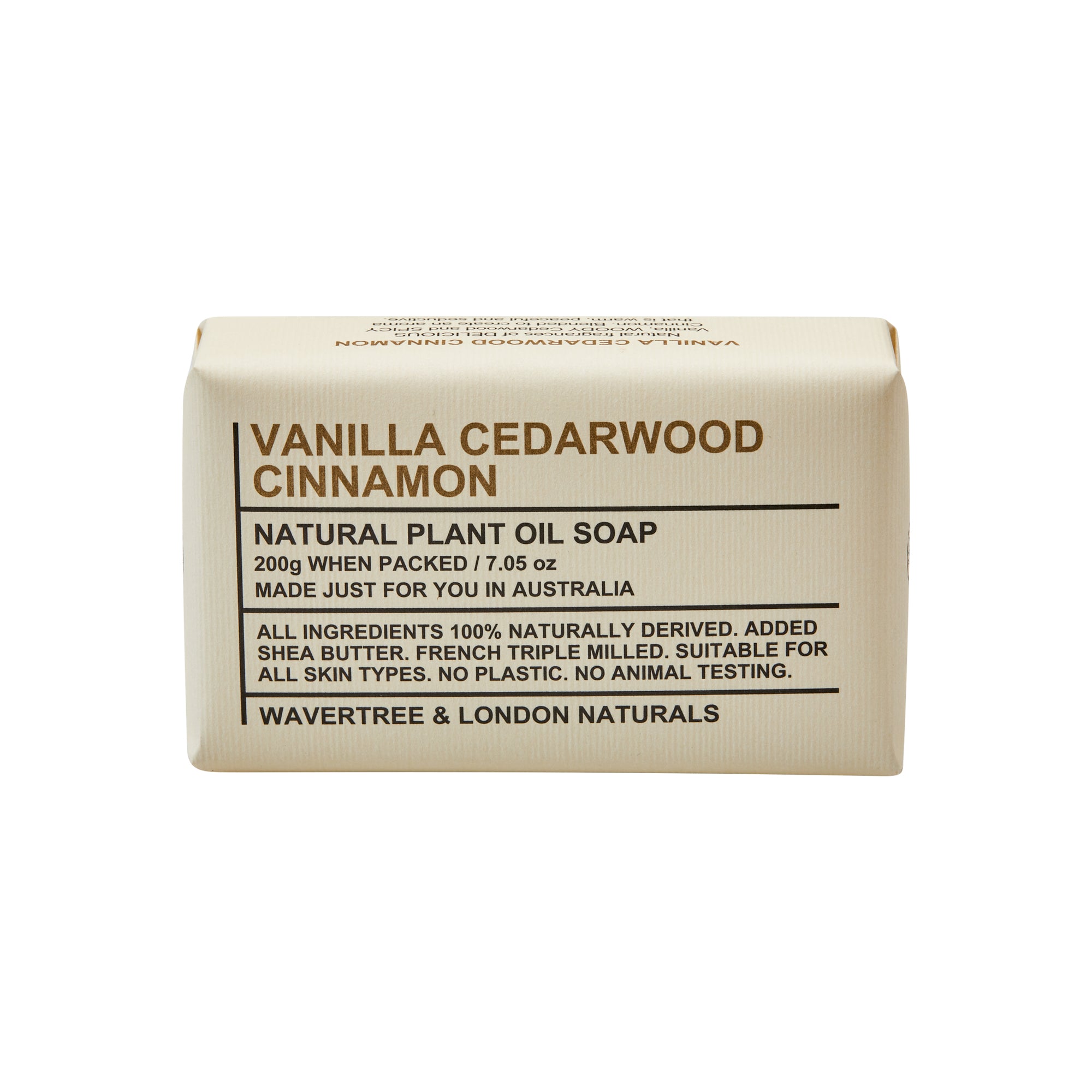 Vanilla, Cedarwood and Cinnamon Soap Bar 200g